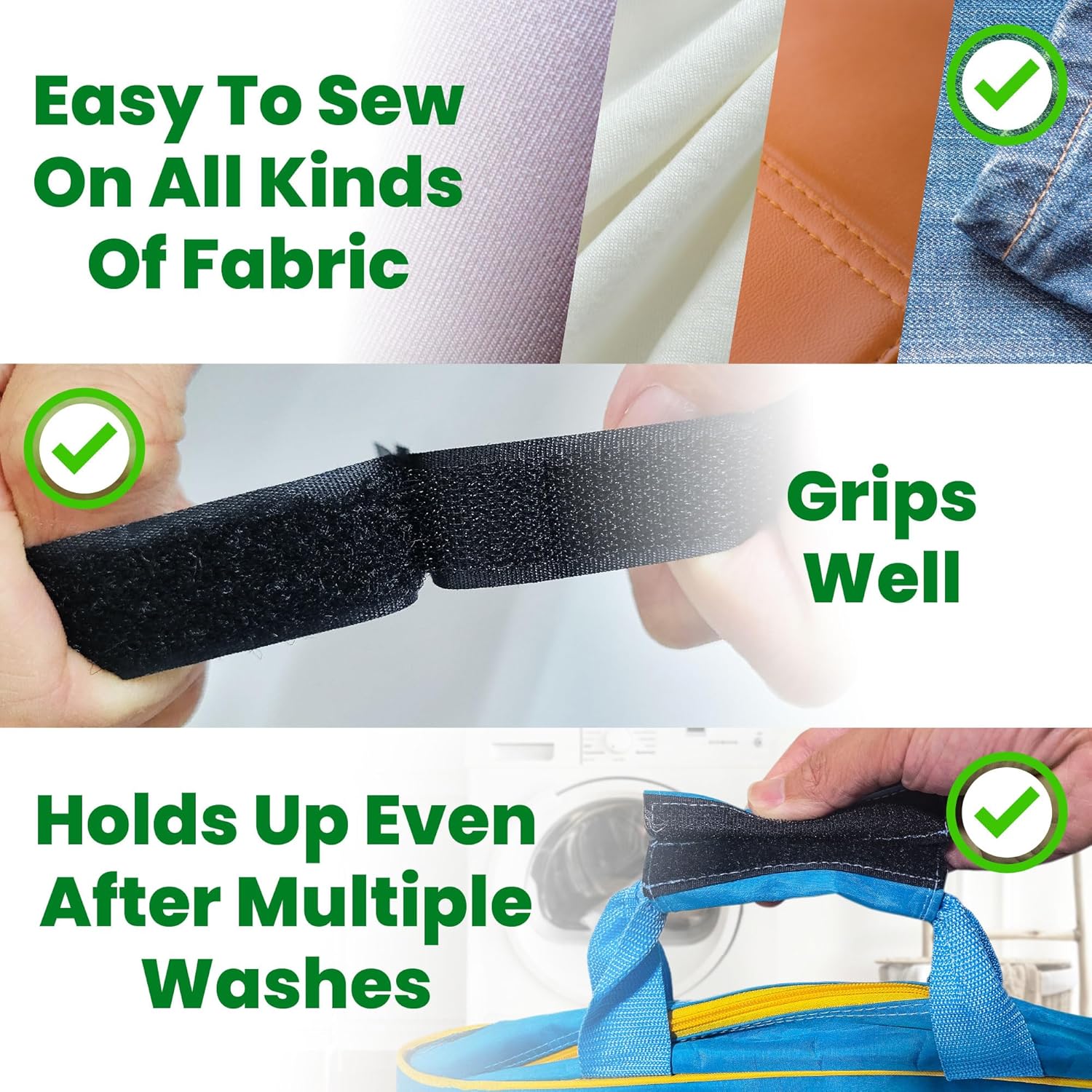 Sew On Hook and Loop Tape | Non Adhesive Sewing Fabric Fastener Straps - Image 4