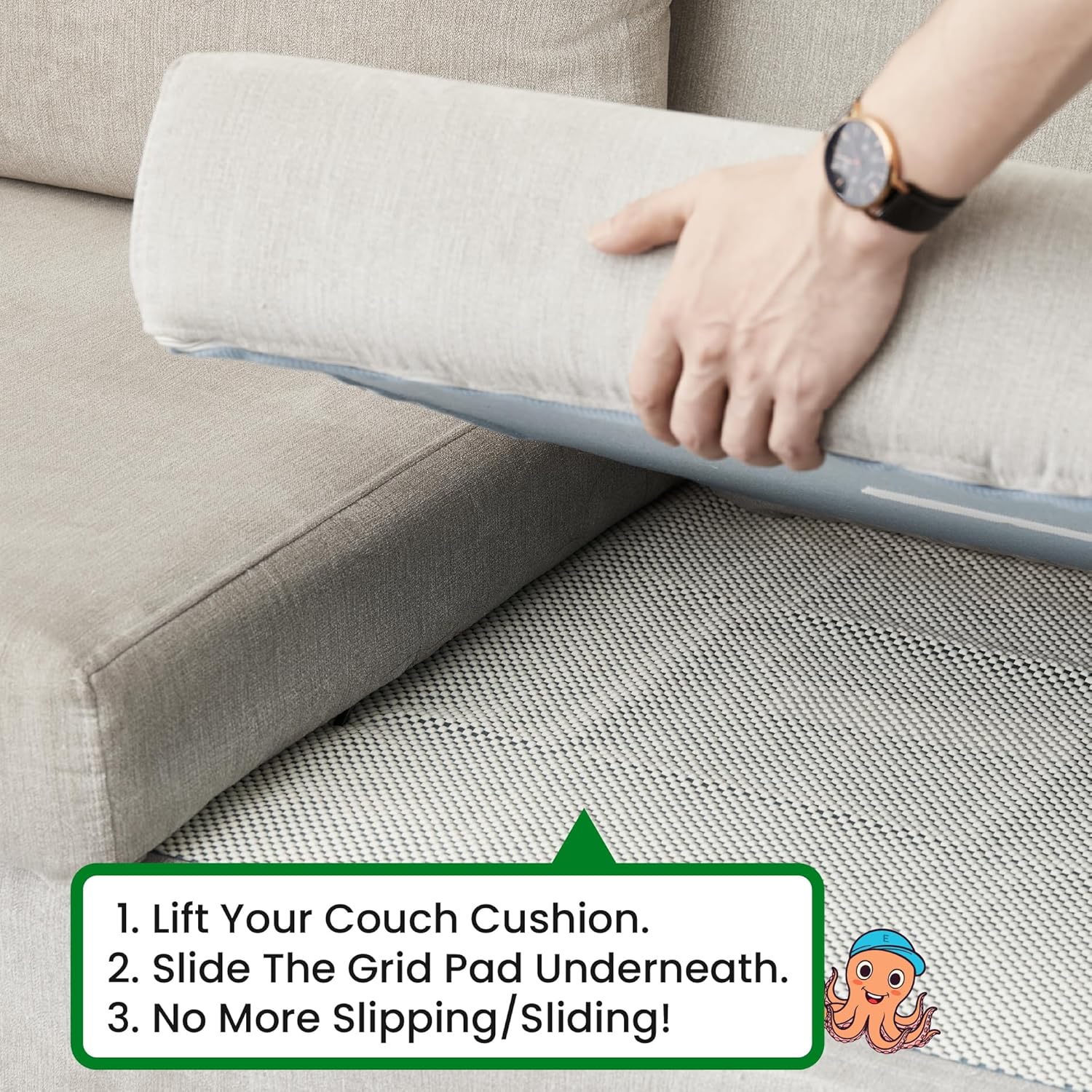 Couch Cushion Grip Pad | Keep Sofa Cushions from Sliding - Image 4