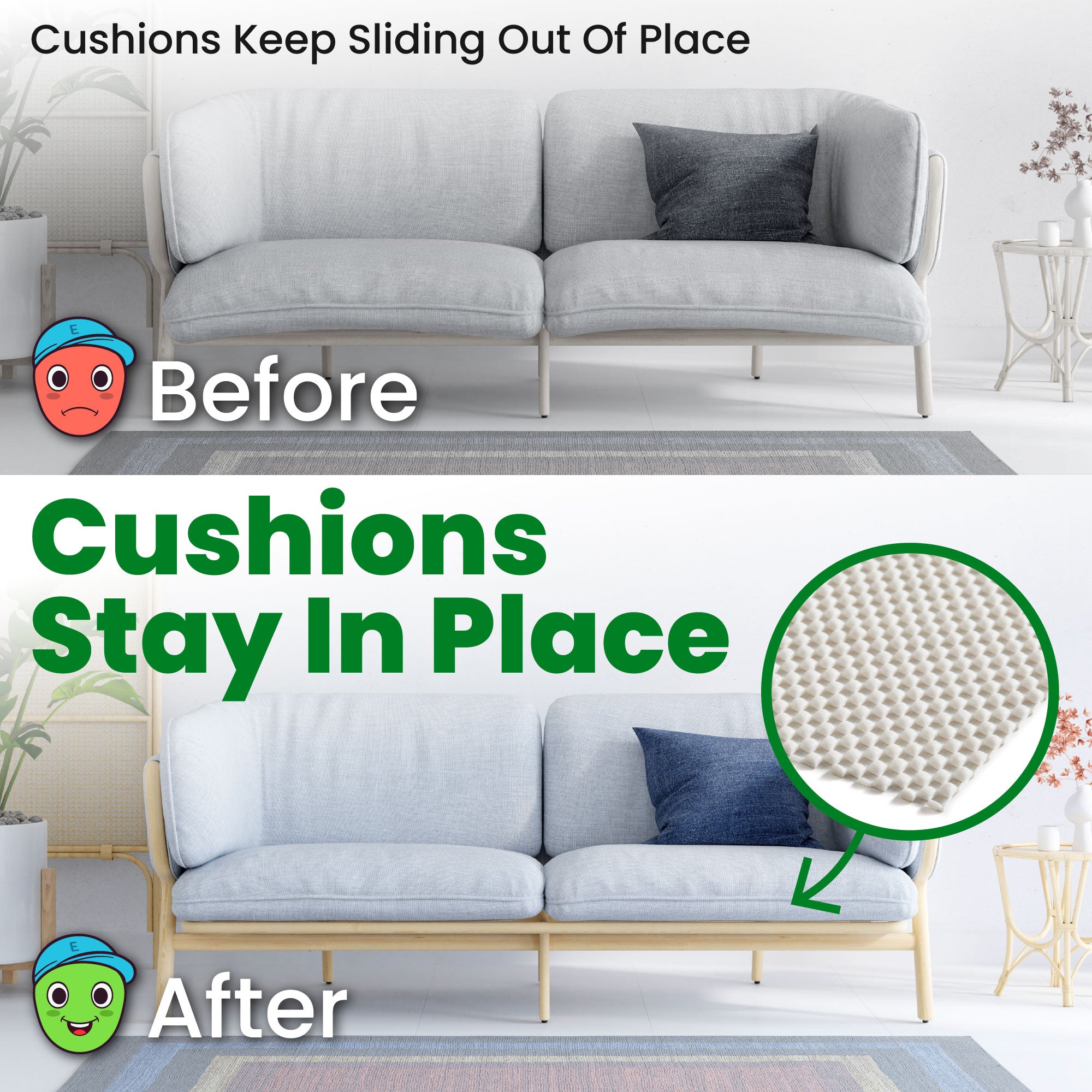 Couch Cushion Grip Pad | Keep Sofa Cushions from Sliding - Image 3