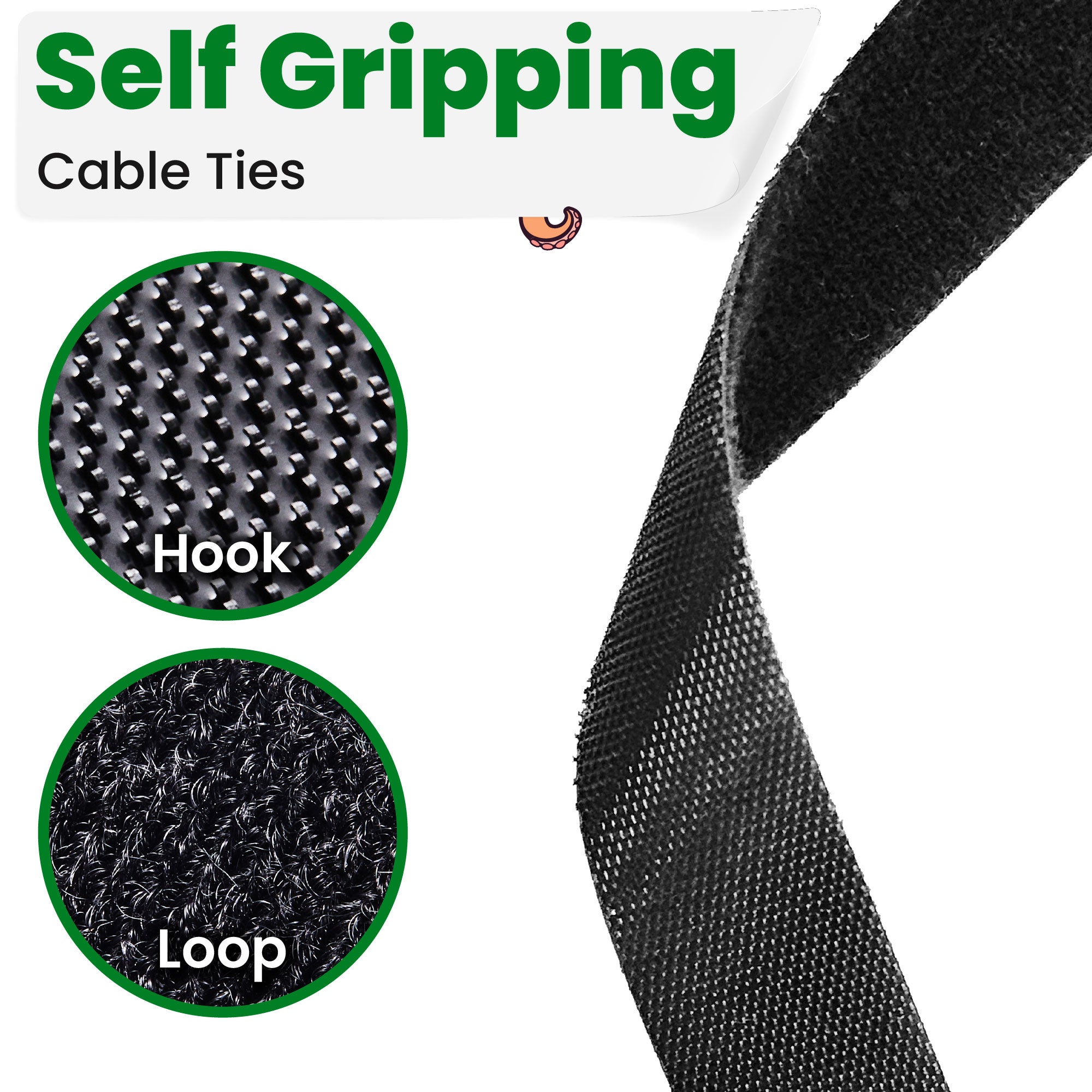 Double Sided Hook and Loop Roll Tape | Reusable Cable Ties Wrap Strips - Image 9