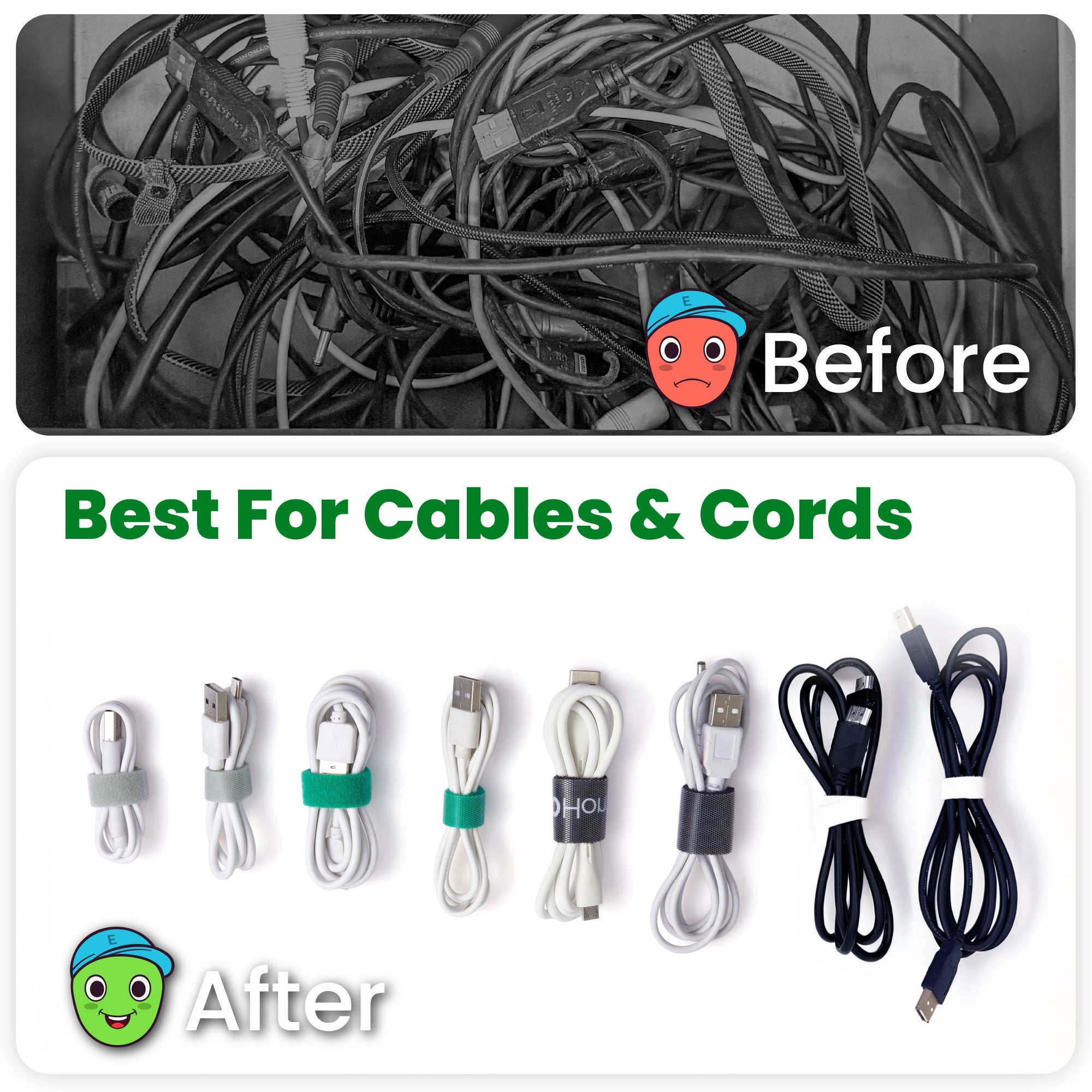 Double Sided Hook and Loop Roll Tape | Reusable Cable Ties Wrap Strips - Image 2