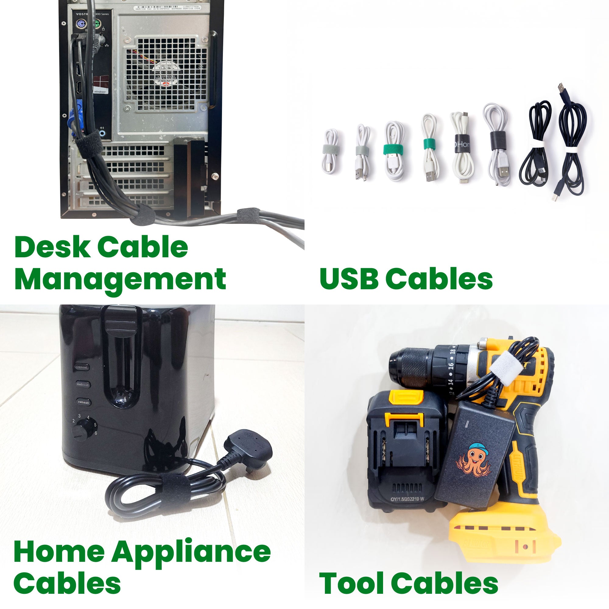Double Sided Hook and Loop Roll Tape | Reusable Cable Ties Wrap Strips - Image 4