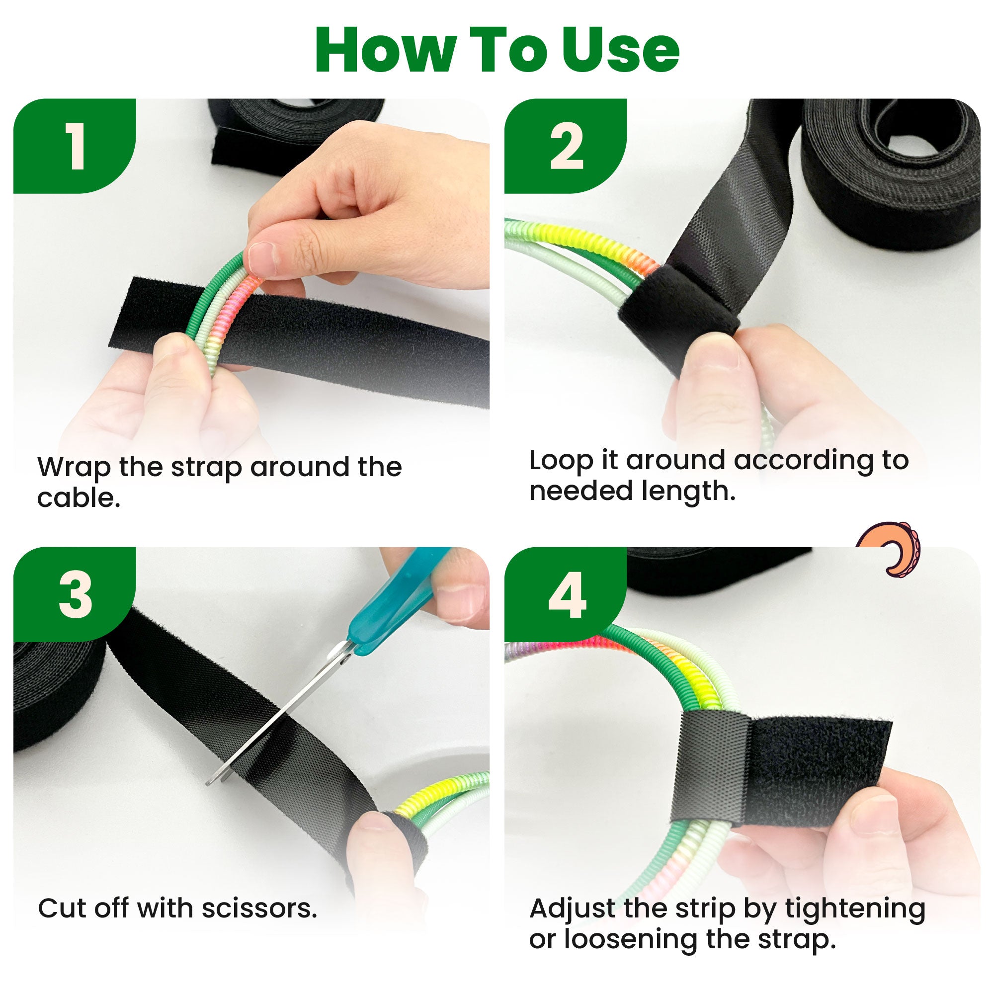 Double Sided Hook and Loop Roll Tape | Reusable Cable Ties Wrap Strips - Image 6