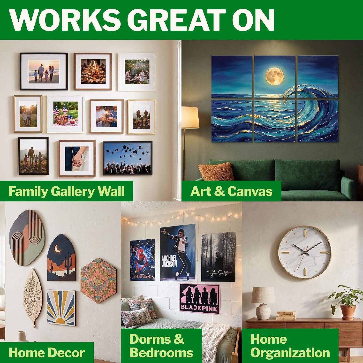 Picture Hanging Strips with Adhesive | No Nail, No Damage, Adhesive Wall Strips for Frame Hanging, Heavy Duty, Frame & Canvas Hangers for Walls, Painting & Art - Image 2